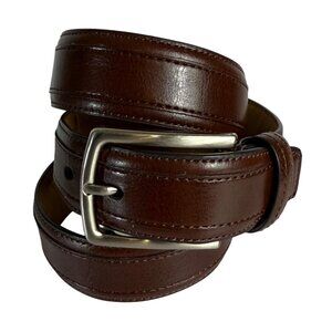 Dockers Brown Leather Belt Size 32 Classic Double Stitch Dress Casual Everyday